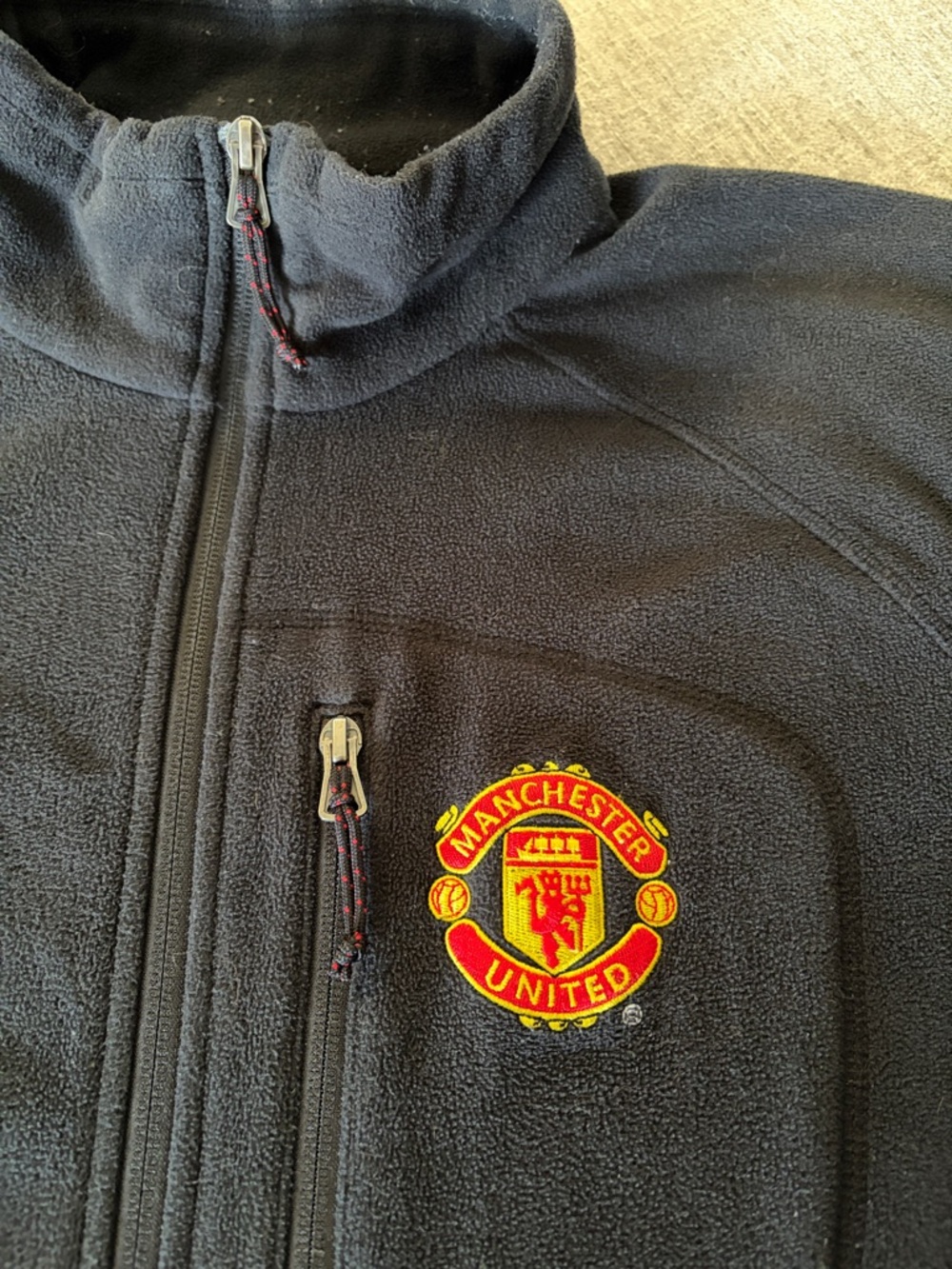 Manchester United Columbia Men XL Black Full-Zip Polyester Light Weight Sweater